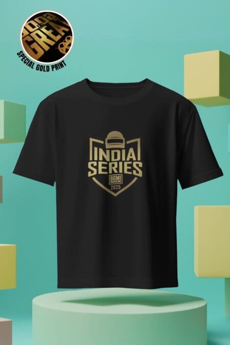 BGMI India Series 2025 Half Sleeve T-shirt (Gold Print)