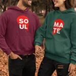 Soulmate Maroon & Green Couple Hoodies