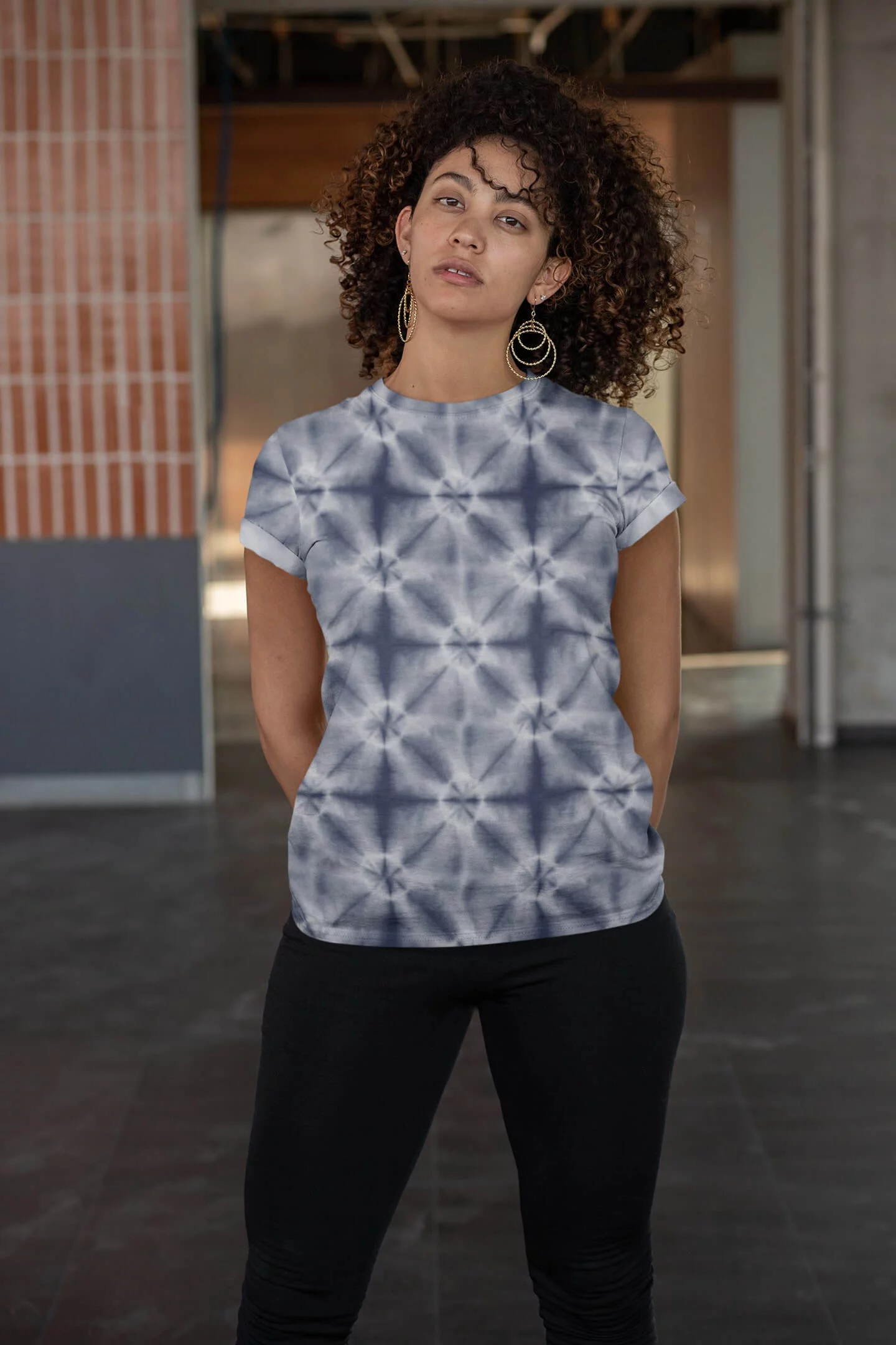 Shibori Grey Tie Dye Unisex T-shirt - Women, XXL
