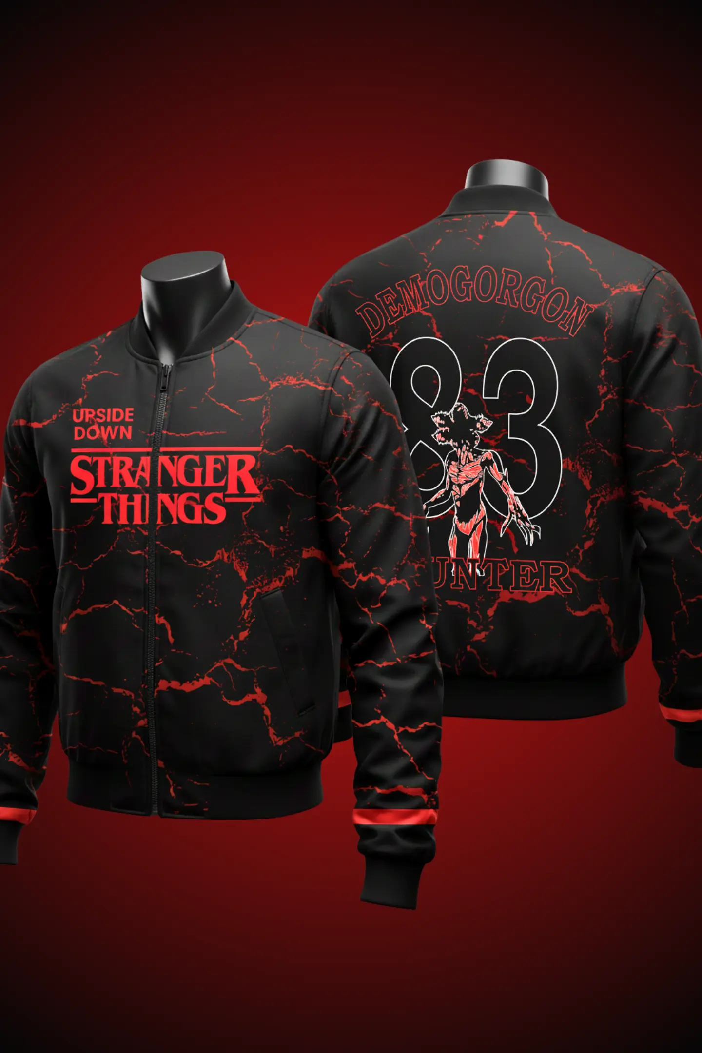 Stranger Things Demogorgon Hunter Unisex Bomber Jacket - Men, M